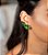 Brinco Ear Cuff Luxo Verde Esmeralda e Turmalina Banhado Ouro 18k - Imagem 3